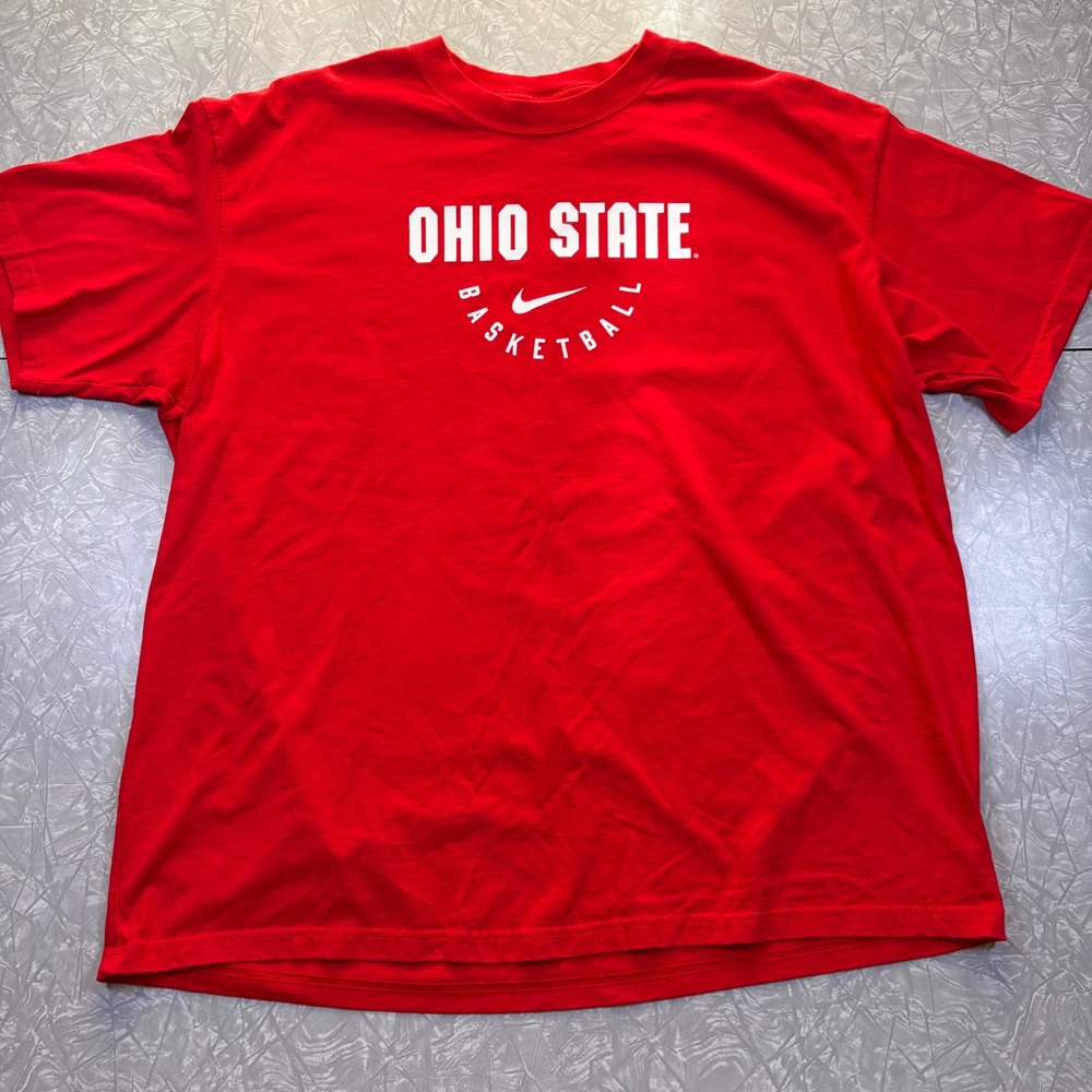 Nike Ohio State Buckeyes Basketball Red T-Shirt Mens XL FQ5754-657 Loose Fit